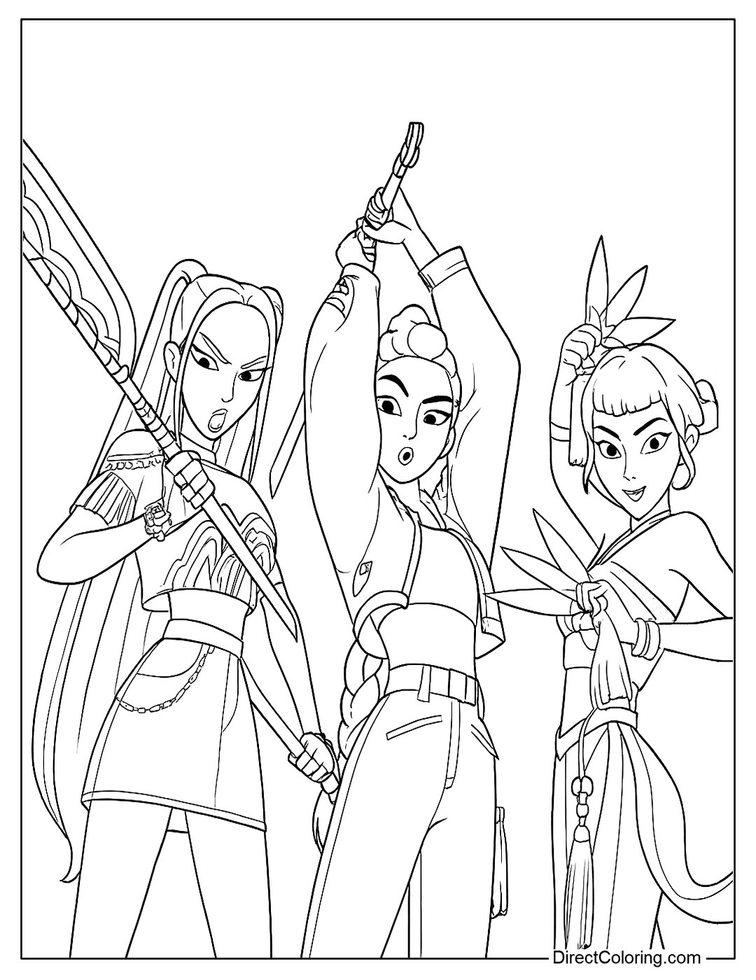 K-Pop Demon Hunters Battle Ready Coloring Page
